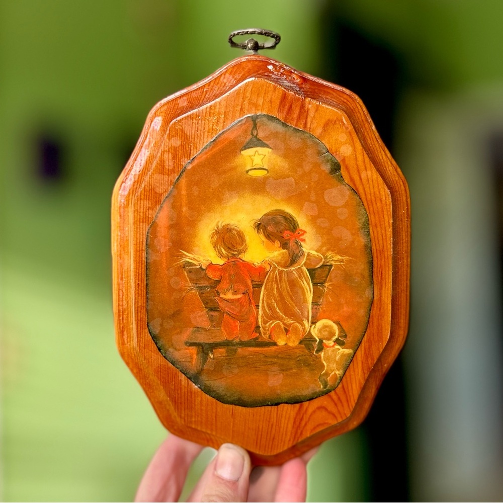 VTG Wooden Glossed Faith Based Childred Praying Dainty Cute Wall Decor Art - Picture 8 of 8